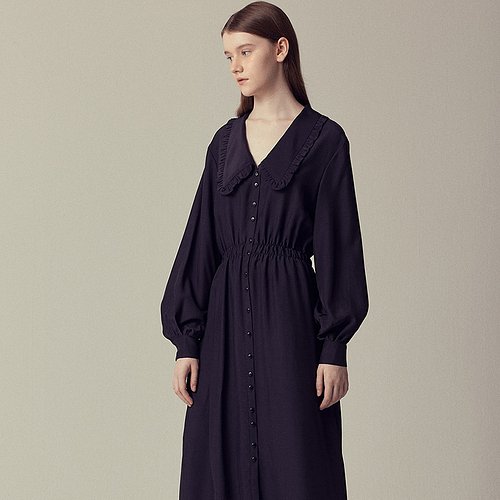 A Line wide Collar Dress_navy - S.I.VILLAGE [PAGE]A Line wide Collar Dress_navy -