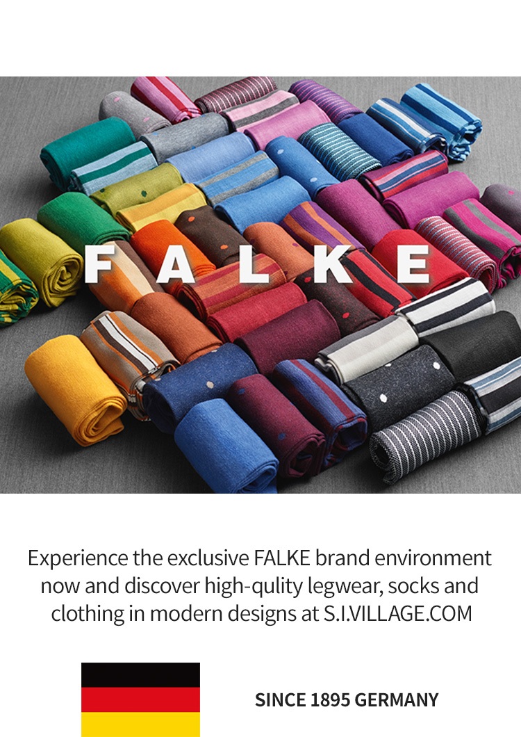 Experience the exclusive FALKE brand environment now and discover high-qulity legwear,socks and clothing in modern designs at S.I.VILLAGE.COM