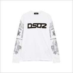 DSQUARED2 남성 프린티드 슬럽 티셔츠
