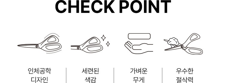 1.인체공학 디자인 2.세련된 색감 3.가벼운 무게 4.우수한 절삭력