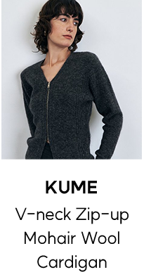 KUME	V-neck Zip-up Mohair Wool Cardigan