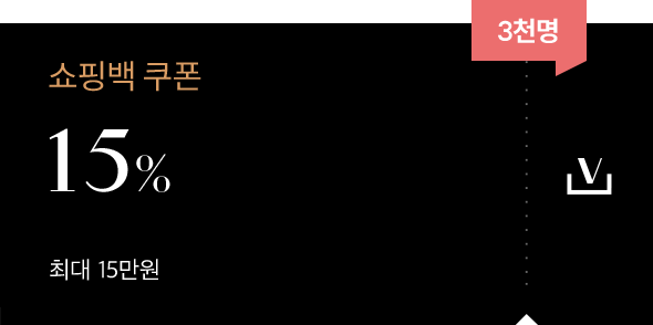 쇼핑백 쿠폰 15% 3천명 최대 15만원