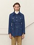 BELTED CONTRAST-STITCH DENIM JACKET