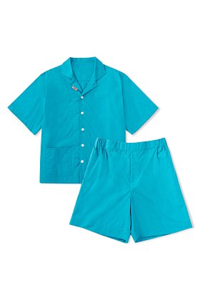 FRANKLY!(프랭클리) ​​​​​​​​​​​​​​​​​​​​Pure Cotton Solid Pajama Set, Aqua Blue | S.I.VILLAGE (에스아이빌리지)