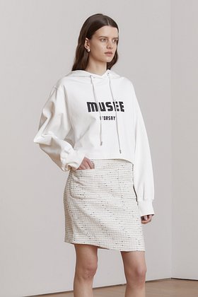 MUSEE(뮤제) MUSEE D'ORSAY Oversized Hood Sweatshirt_Off White+Black | S.I.VILLAGE (에스아이빌리지)