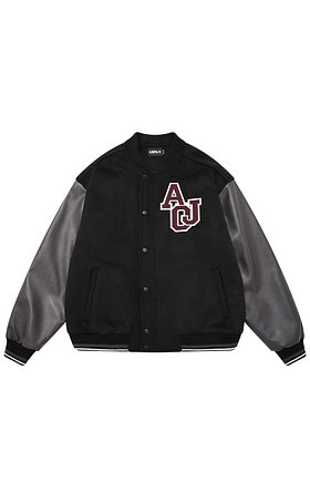 Oversized Varsity Stadium Jacket [Black]
