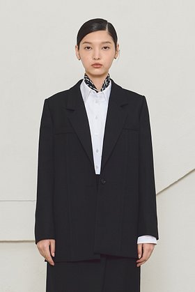 MOON J(문제이) SINGLE-BREASTED WOOL SUIT JACKET - BLACK | S.I.VILLAGE (에스아이빌리지)