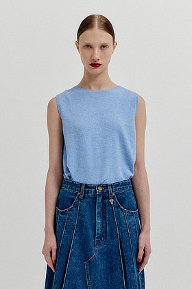 EENK(잉크) XUETY Cashmere Blend Knit Vest - Grey Blue | S.I.VILLAGE (에스아이빌리지)