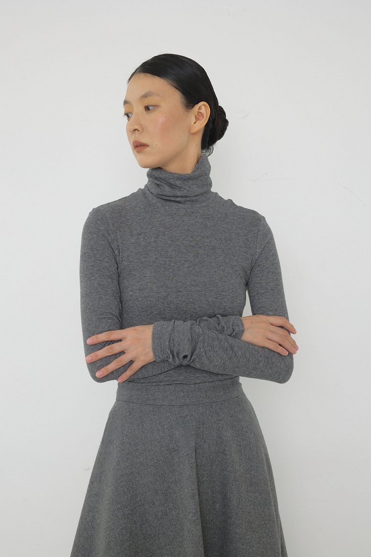 Warm turtle neck top melange gray