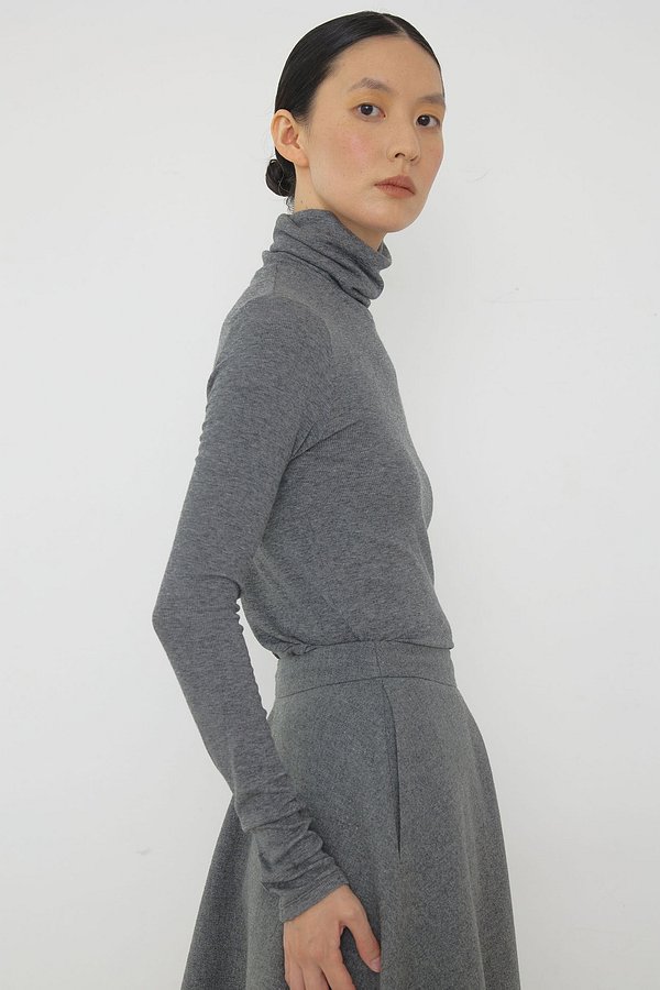 Warm turtle neck top melange gray