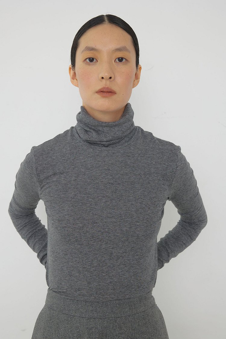 Warm turtle neck top melange gray