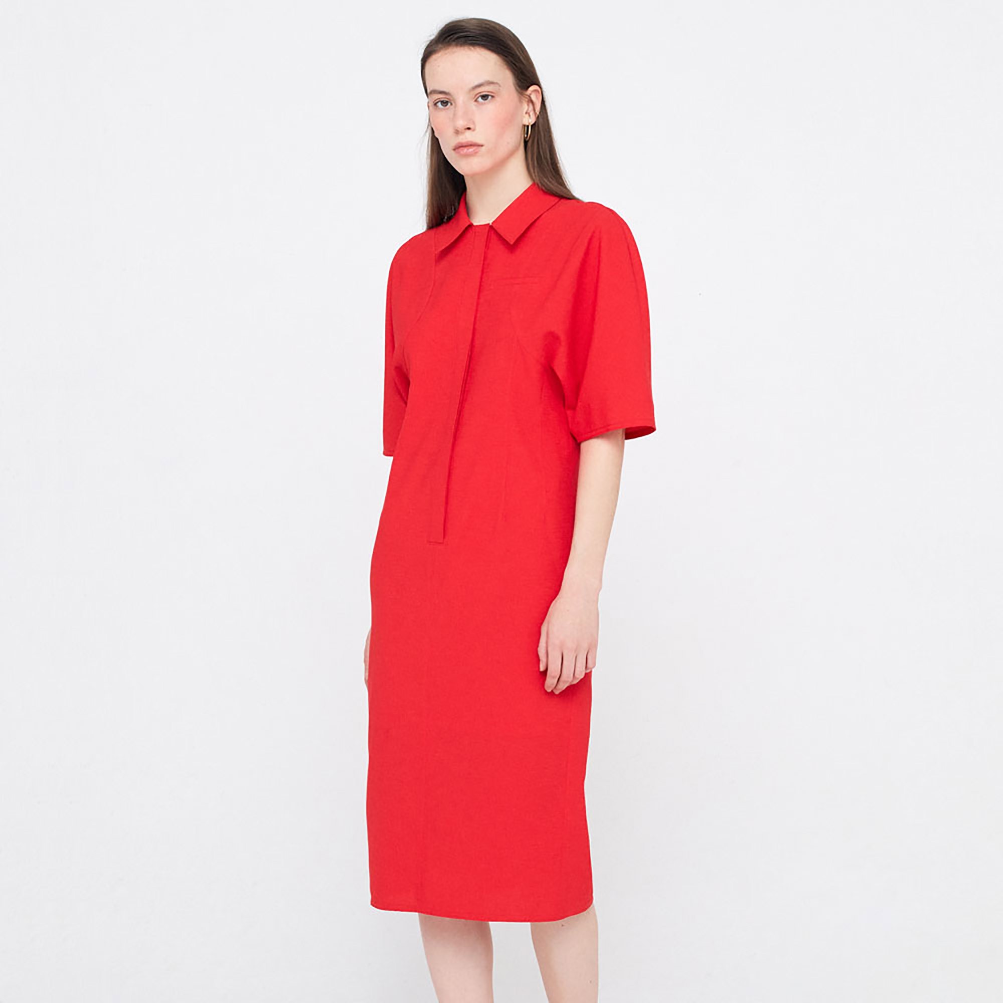 Round Sleeve Dress_Red