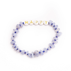 [T Balance]HAPPY Blue Lace Agate Crystal Healing Bracelet