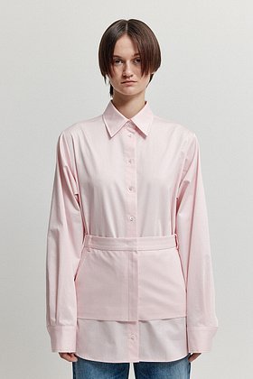 EENK(잉크) XIRT Oversized Shirt with Skirt Belt - Light Pink | S.I.VILLAGE (에스아이빌리지)