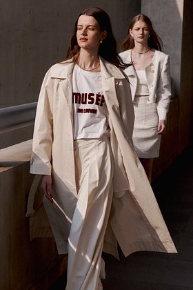 MUSEE(뮤제) ALEX Coated Cotton Leather like Belted Trench Coat_Ivory | S.I.VILLAGE (에스아이빌리지)