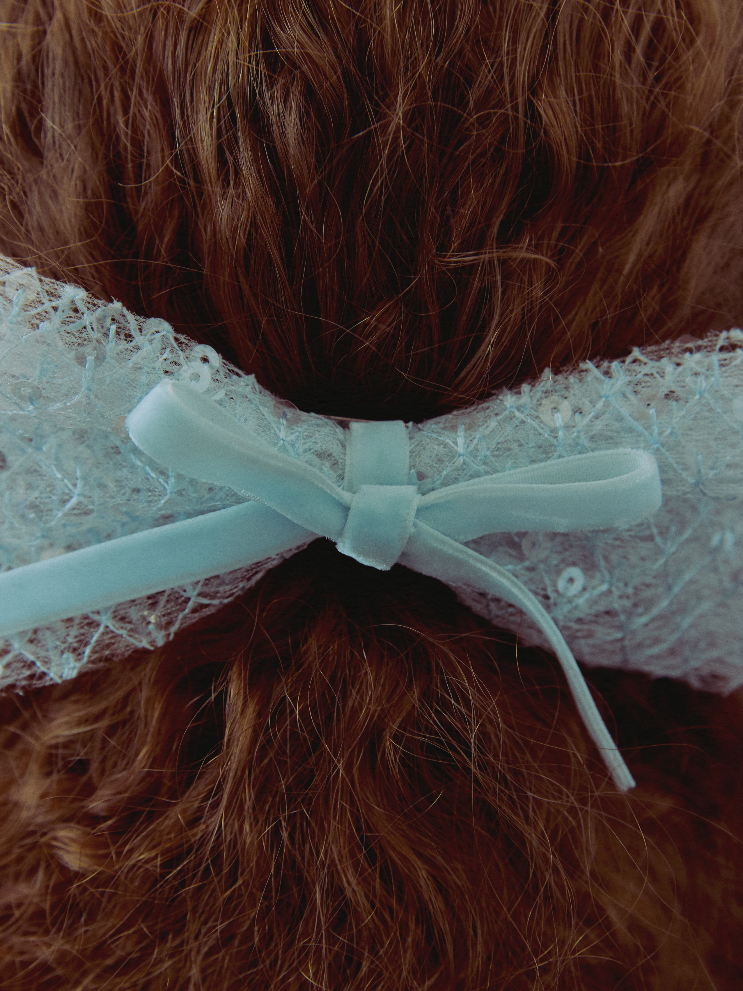 Blue Sequin Ribbon Hair Pin