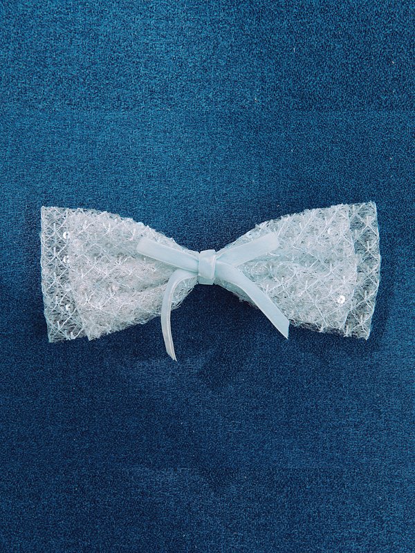 Blue Sequin Ribbon Hair Pin