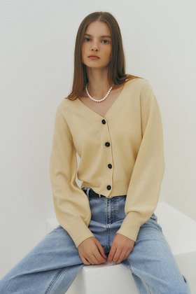 HEROINE(히로인) Cashmere crop cardigan (yellow) | S.I.VILLAGE (에스아이빌리지)