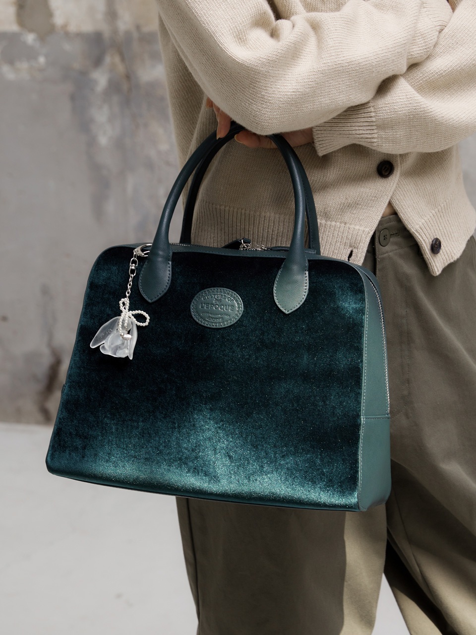 ★LE ABONNE★ VELVET TOTE MARION BAG_DARK GREEN LE ABONNE(르아보네) VELVET TOTE MARION BAG_DARK GREEN | 신세계V