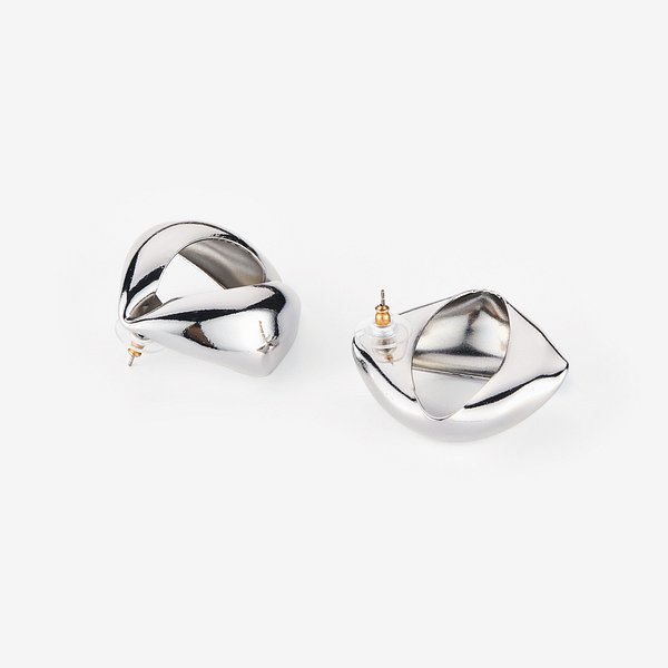 crushed lump earrings - silver