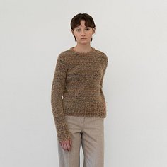 boucle round knit top (olive)