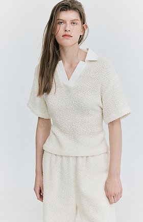 WNDERKAMMER(분더캄머) Coloration Collar Knit Top_Cream | S.I.VILLAGE (에스아이빌리지)