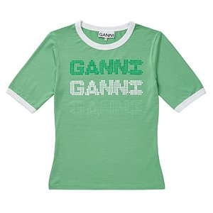 GANNI(가니) GANNI T3352 484 3단 로고 그래픽 여성 반팔티 | S.I.VILLAGE (에스아이빌리지)