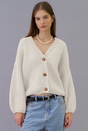 HEROINE(히로인) Mohair volume knit cardigan (ivory) | S.I.VILLAGE (에스아이빌리지)