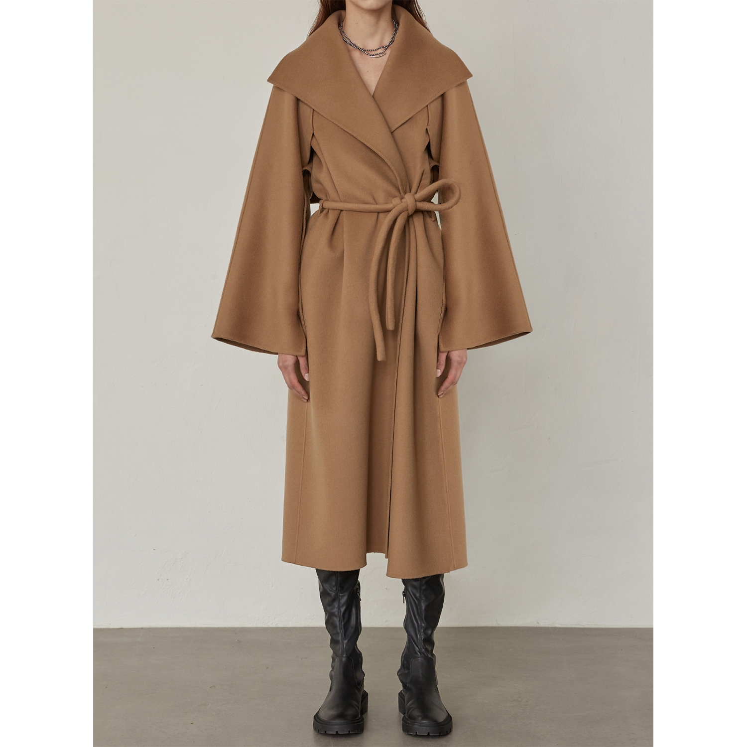 Double-faced wool and cashmere-blend cape coat