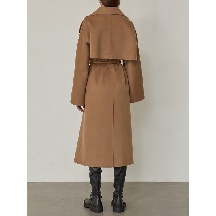 Double-faced wool and cashmere-blend cape coat