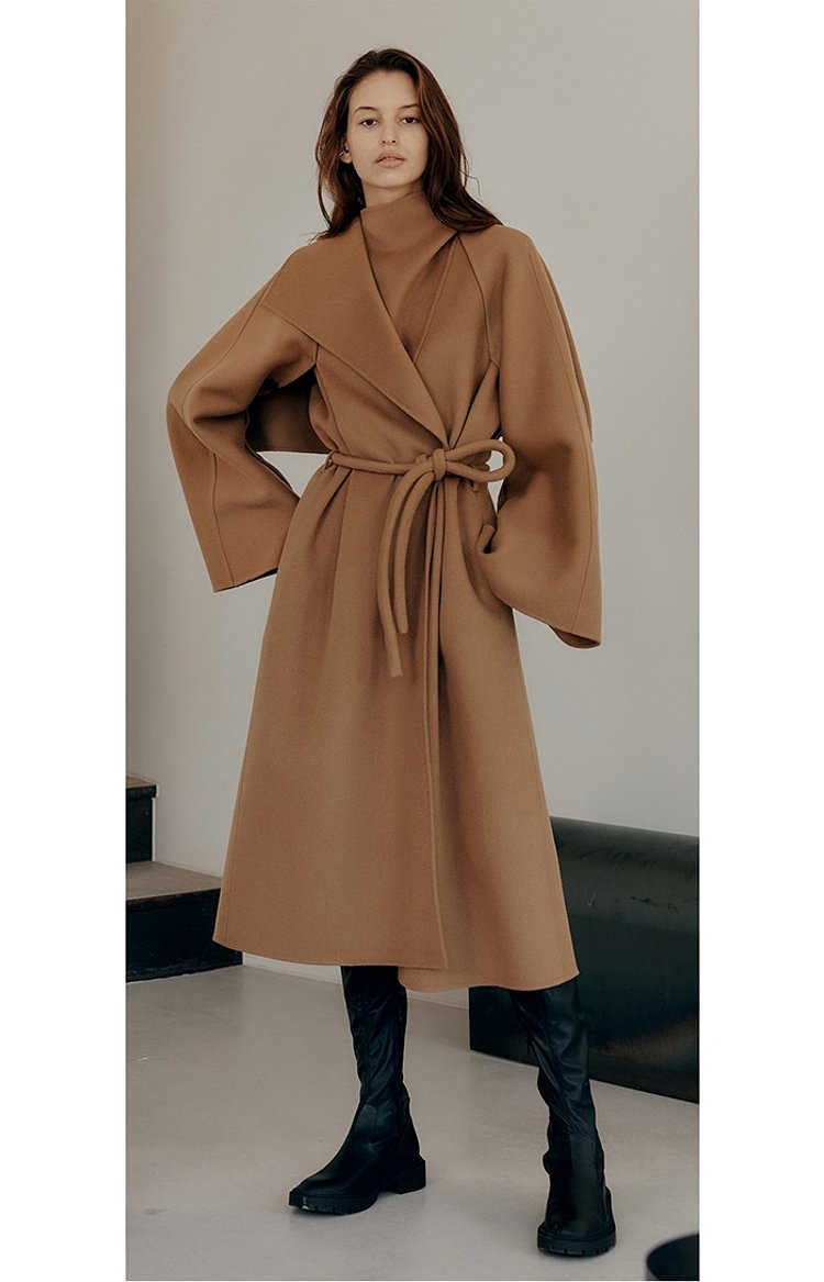 Double-faced wool and cashmere-blend cape coat