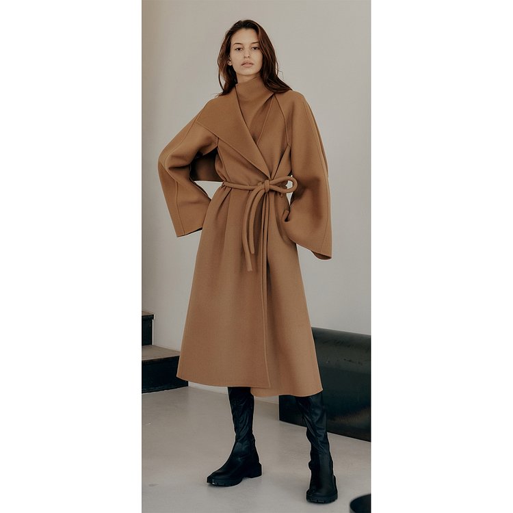 Double-faced wool and cashmere-blend cape coat