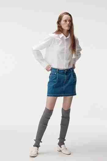 MAISONMARAIS(메종마레) Denim Mini Skirt, Blue | S.I.VILLAGE (에스아이빌리지)