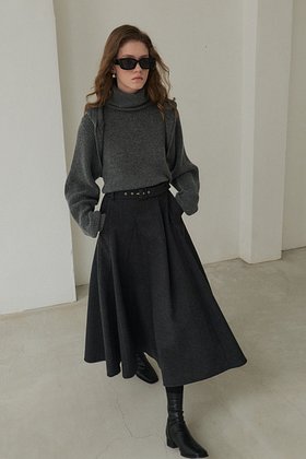 MARRON EDITION(마론에디션) 23 Winter_ D/Grey A-Line Flare Skirt | S.I.VILLAGE (에스아이빌리지)