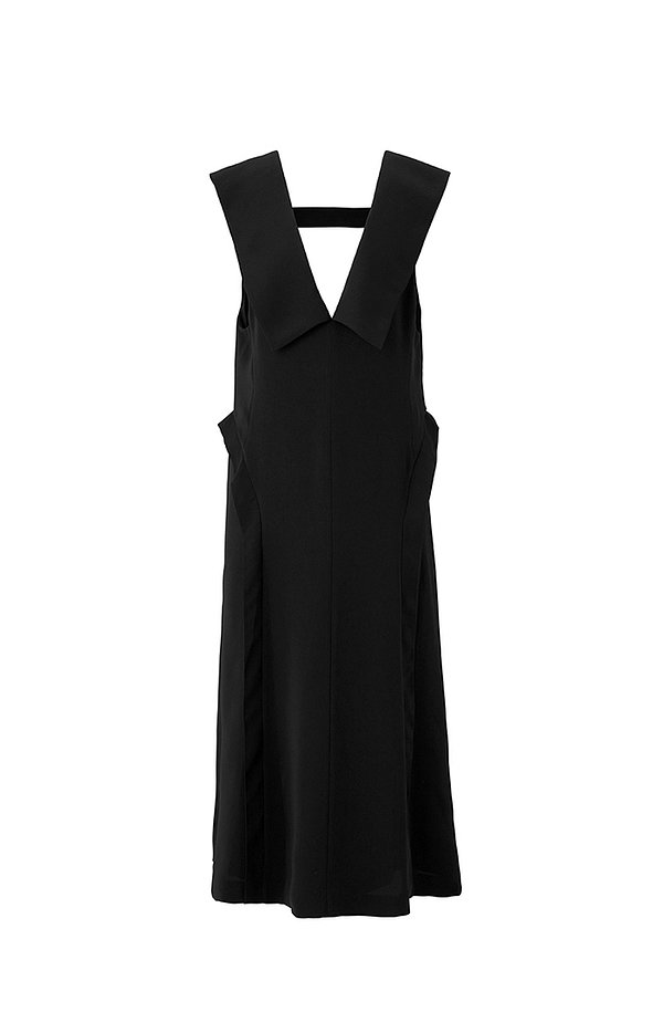 Collar point layered dress - Black