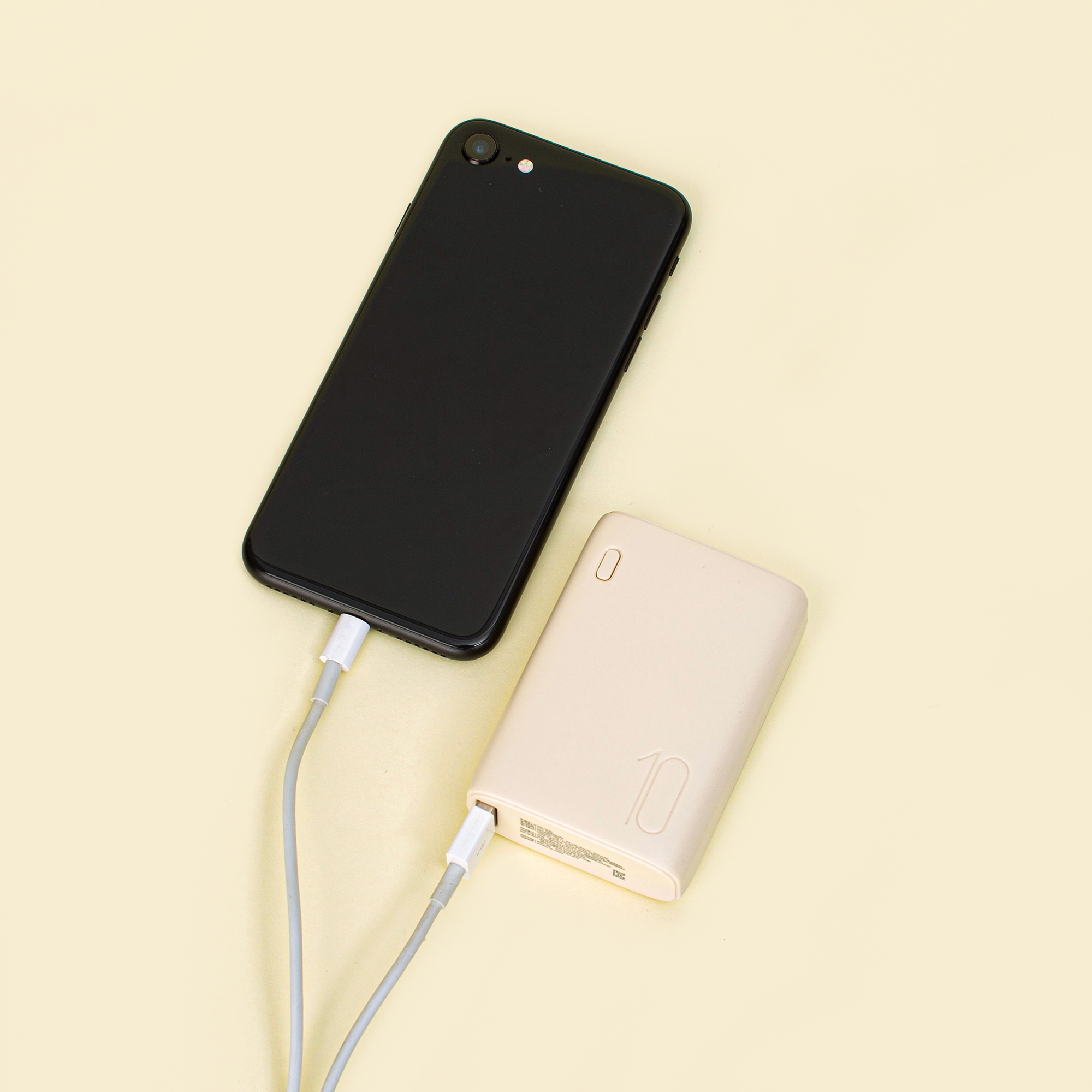 작고 가벼운 고속 충전 보조 배터리(10,000mAh)_베이지