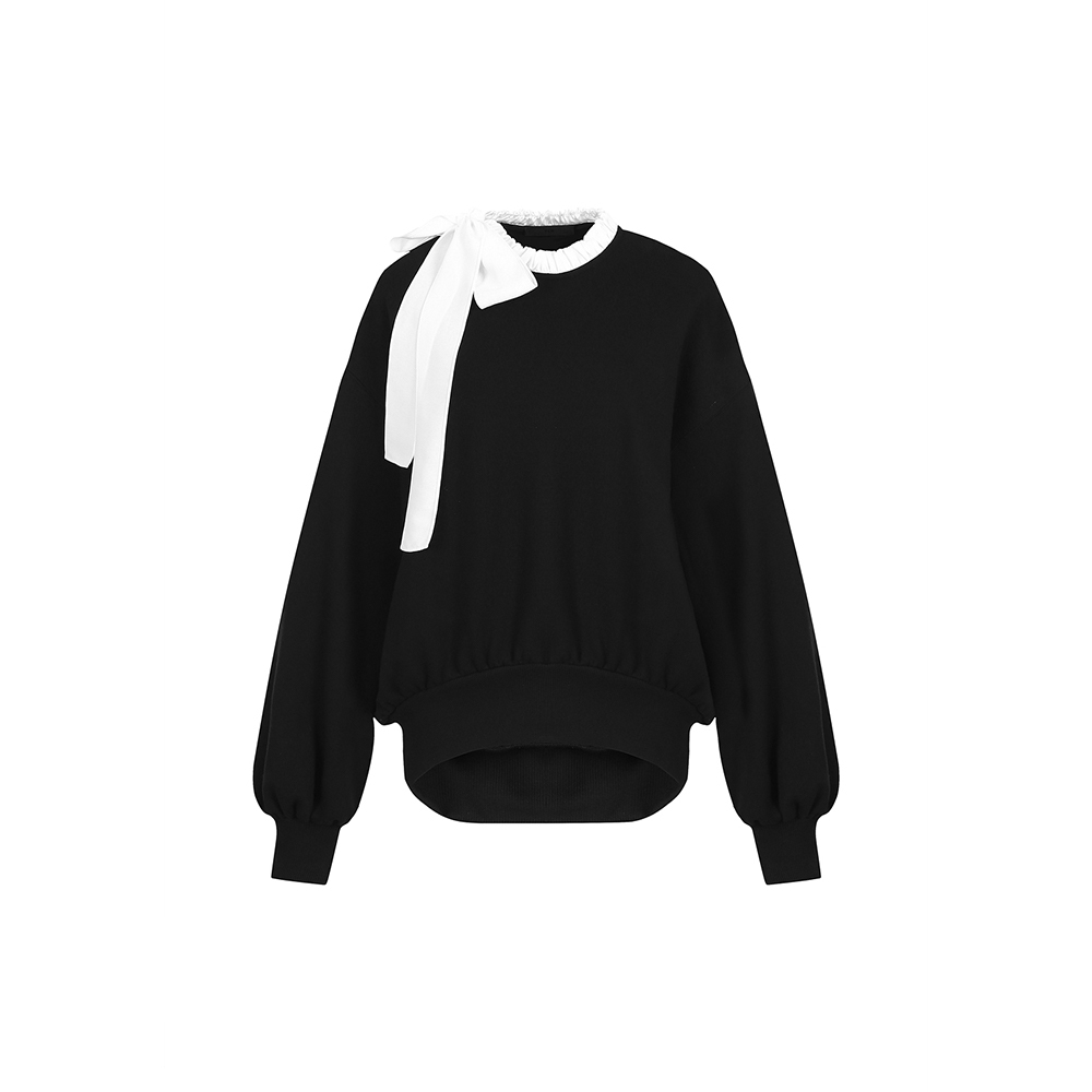 YCH(와이씨에이치) [FW21] HIGH NECK RIBBON SWEATSHIRT | S.I.VILLAGE (에스아이빌리지) [YCH][FW21] HIGH NECK RIBBON SWEATSHIRT - 