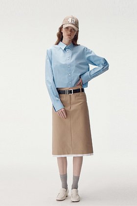 MAISONMARAIS(메종마레) Cotton Slim Skirt, Beige | S.I.VILLAGE (에스아이빌리지)