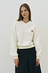 V-neck cotton logo sweatshirt (ivory)