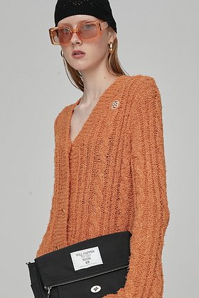 EN OR(엔오르) LOOSE KNITTED CABLE CARDIGAN - ORANGE | S.I.VILLAGE (에스아이빌리지)