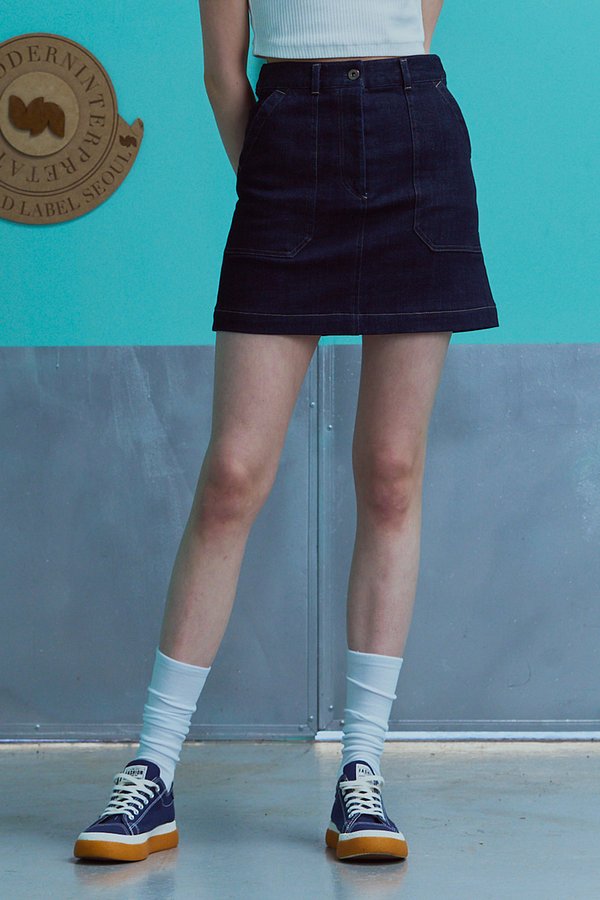 WAPPEN DENIM MINI SKIRT_INDIGO [U3S0S20160]