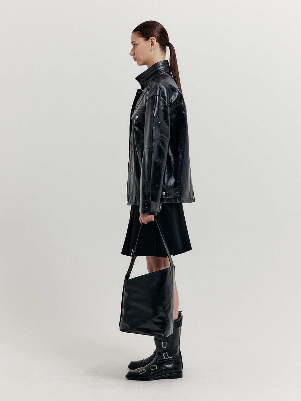 レザージャケット・コート EENK XIN Leather Bomber Jumper EENK(잉크) XIN Leather Bomber Jumper - Black | 신세계V