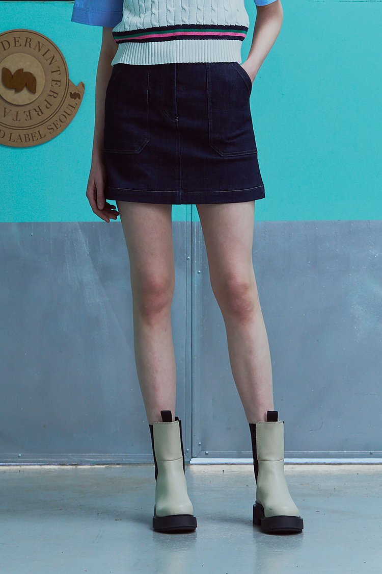 WAPPEN DENIM MINI SKIRT_INDIGO [U3S0S20160]