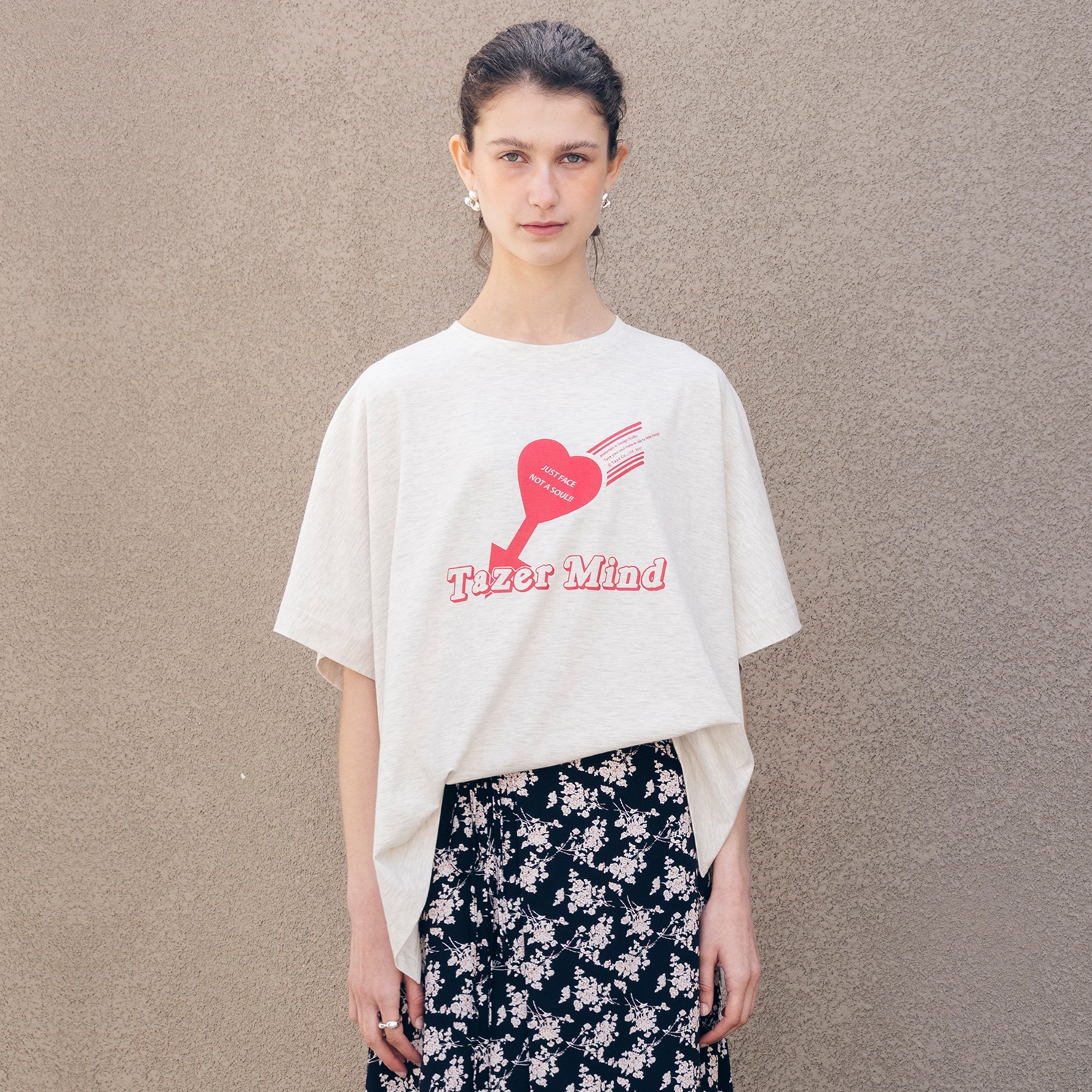 Tazer Heart Kimono Tee (Melange White Gray)