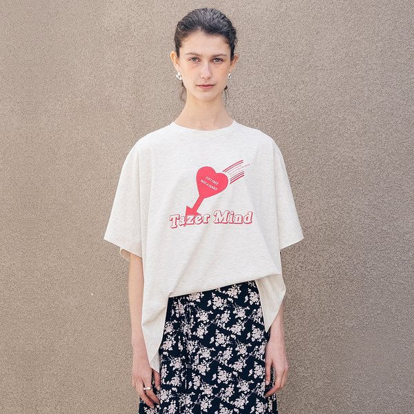 Tazer Heart Kimono Tee (Melange White Gray)