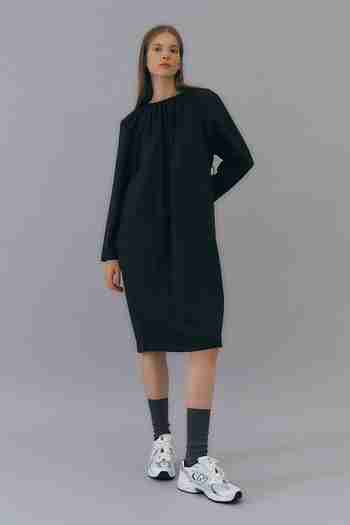 HEROINE(히로인) Shirring neck wool belt dress | S.I.VILLAGE (에스아이빌리지)