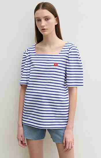 HEROINE(히로인) Stripe square-neck t-shirts (blue) | S.I.VILLAGE (에스아이빌리지)