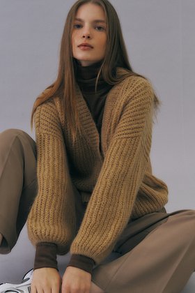 HEROINE(히로인) Mohair volume knit cardigan (camel) | S.I.VILLAGE (에스아이빌리지)