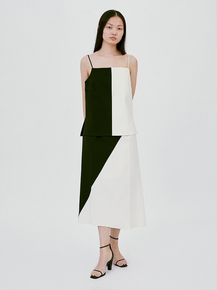 COLORBLOCK SKIRT (BLACK/WHITE)