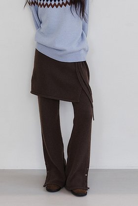 LE ABONNE(르아보네) ALPACA KNIT LAYERED SKIRT_DARK BROWN | S.I.VILLAGE (에스아이빌리지)
